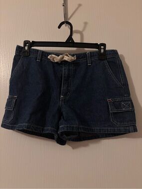 Aeropostale Dark Blue Denim Cargo Shorts with Drawstring